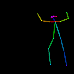 Image depicting a human pose using colored lines and dots