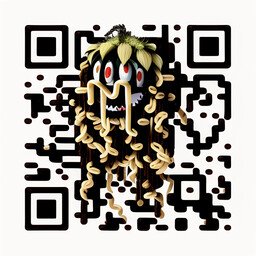 Código QR generado con el prompt "spaguetti monster"