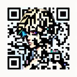 QR code generated with the prompt "female hacker, computer, mistery, blonde, cyberpunk"