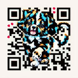QR code generated with the prompt "cute puppy cat"