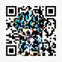QR code generated with the prompt "cute puppy"