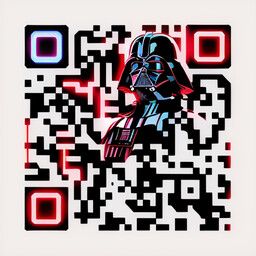 QR code generated with the prompt "red neon, darth vader"