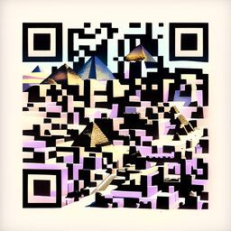 QR code generated with the prompt "egypt pyramids, pastel colors"