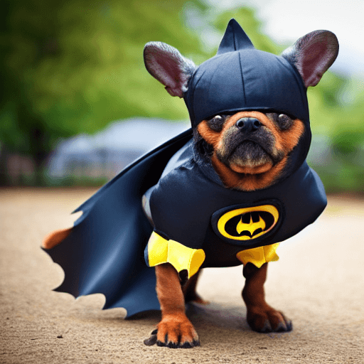 Dog in a Batman costume