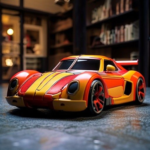 Red and yellow toy supercar