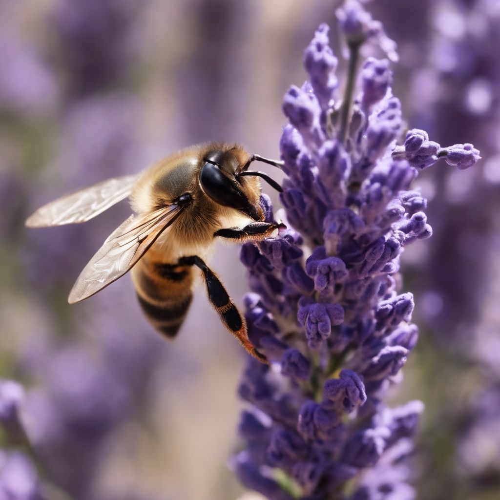 Bee pollinating a lavender flower