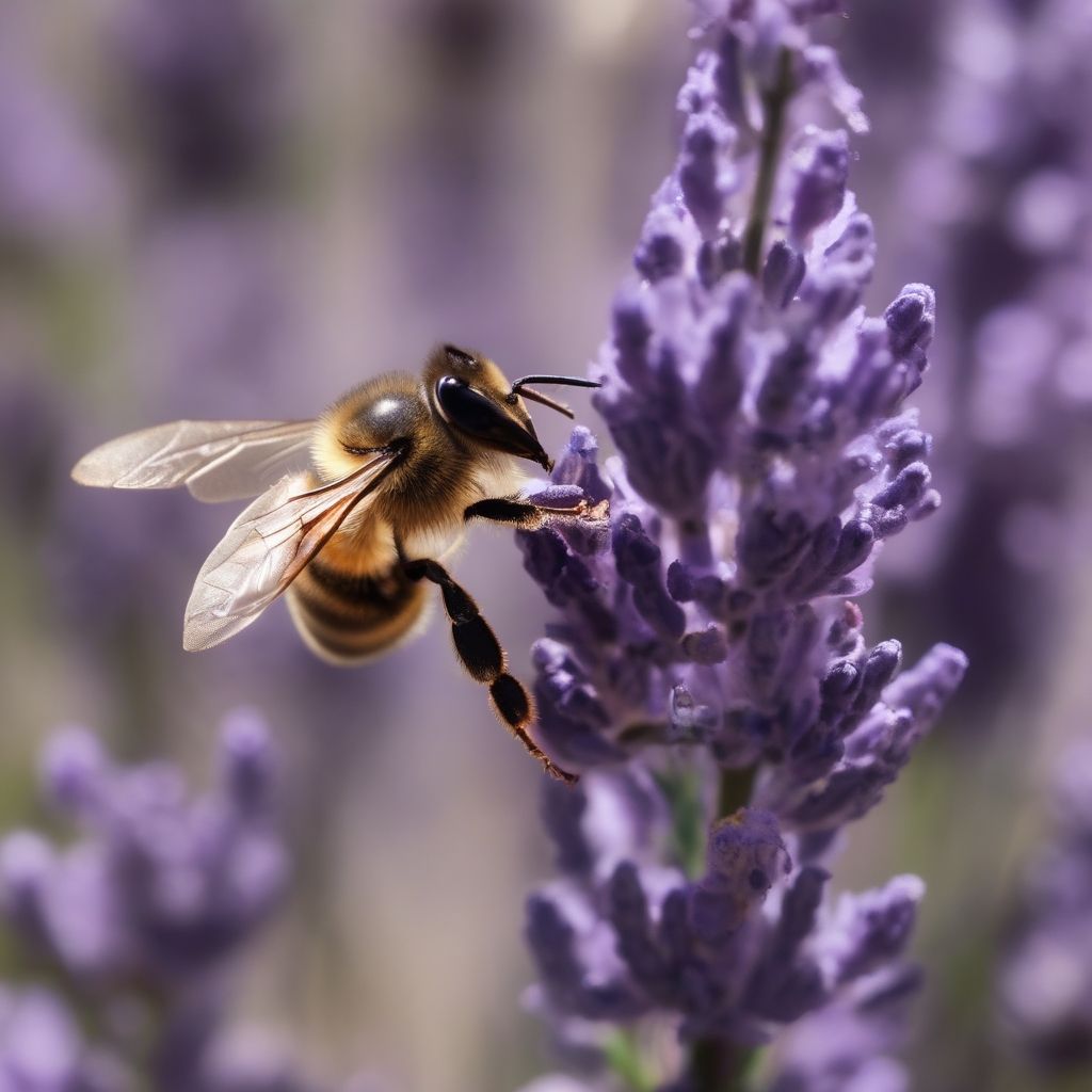 Bee pollinating a lavender flower