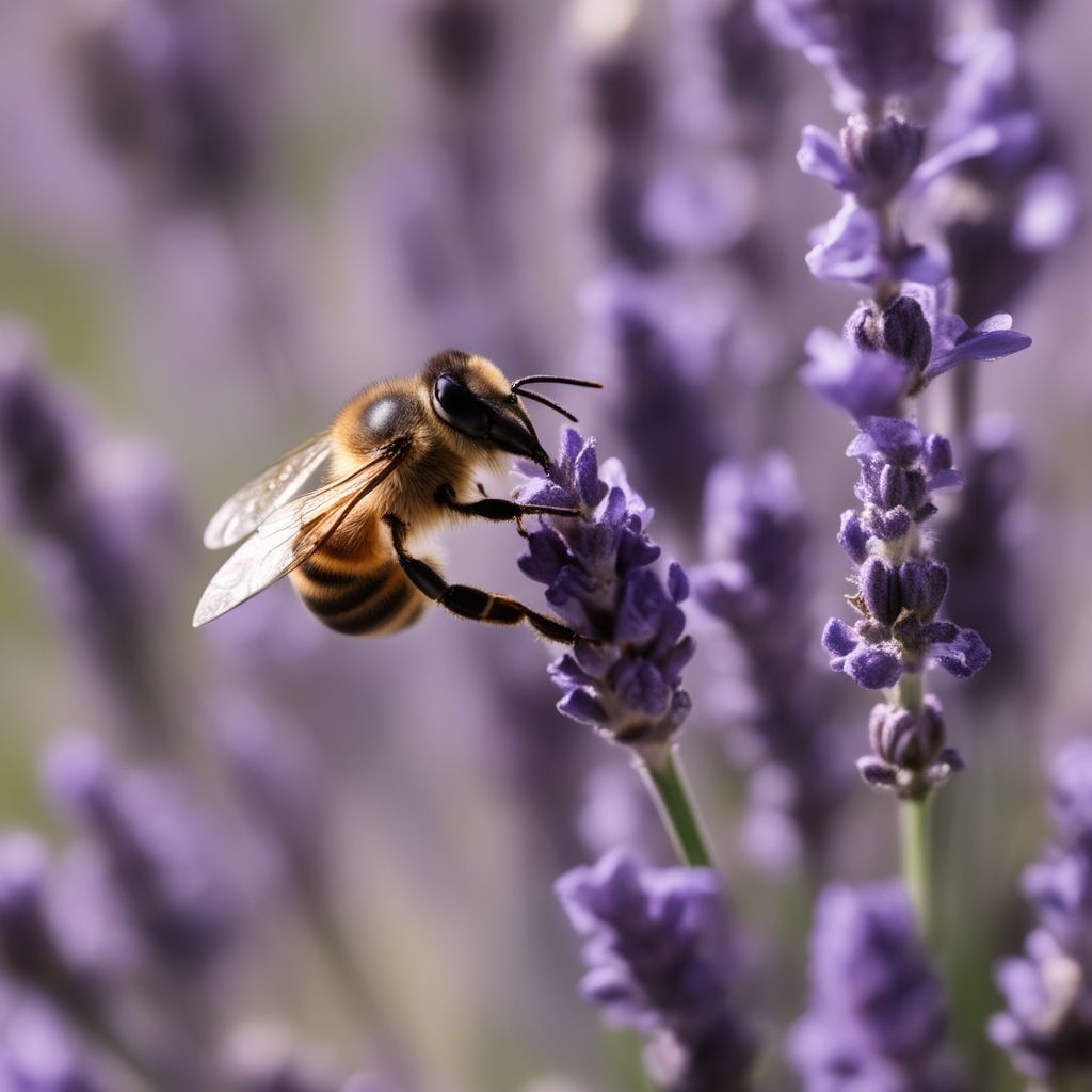 Bee pollinating a lavender flower