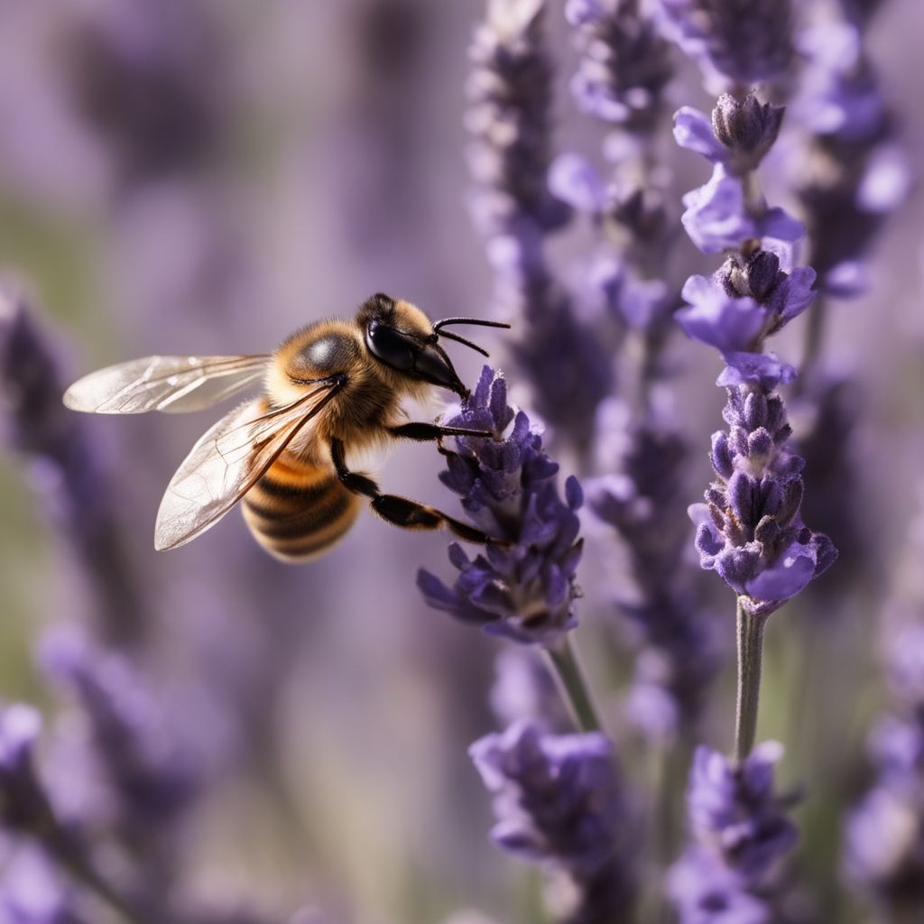 Bee pollinating a lavender flower