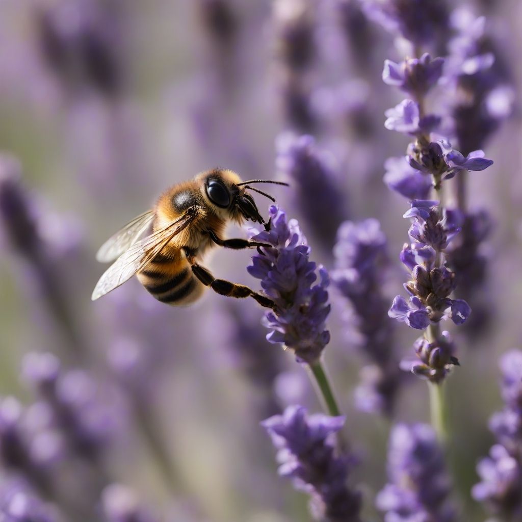 Bee pollinating a lavender flower