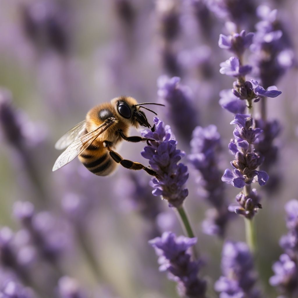 Bee pollinating a lavender flower