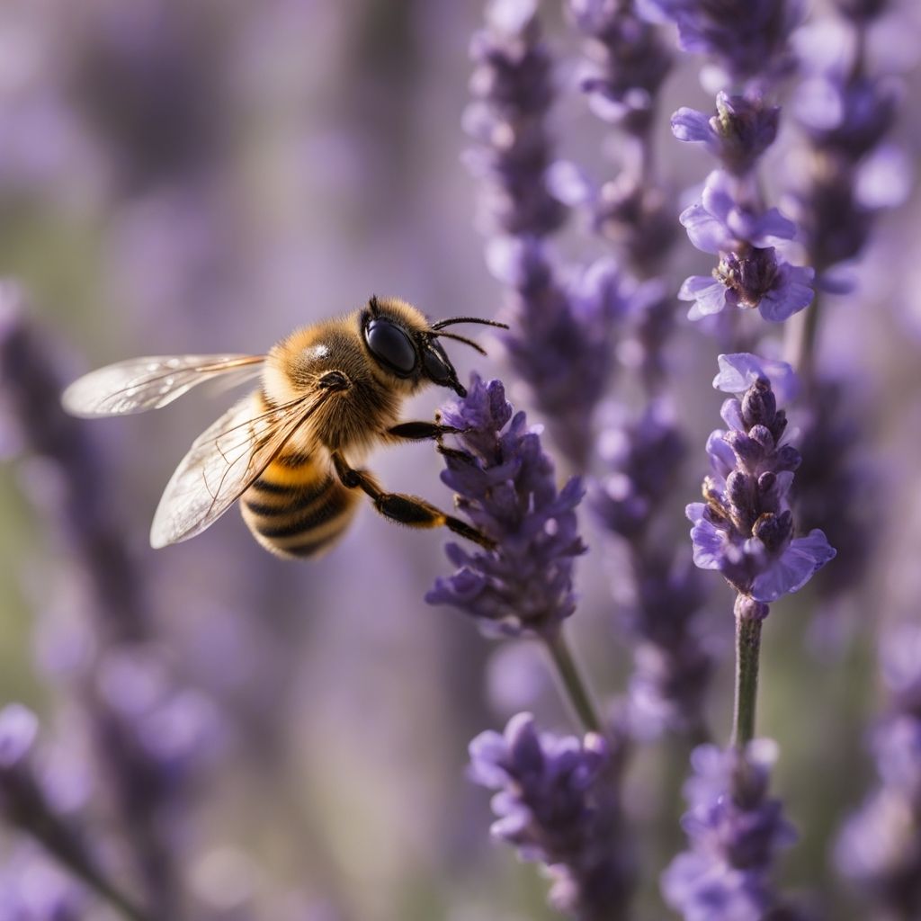 Bee pollinating a lavender flower