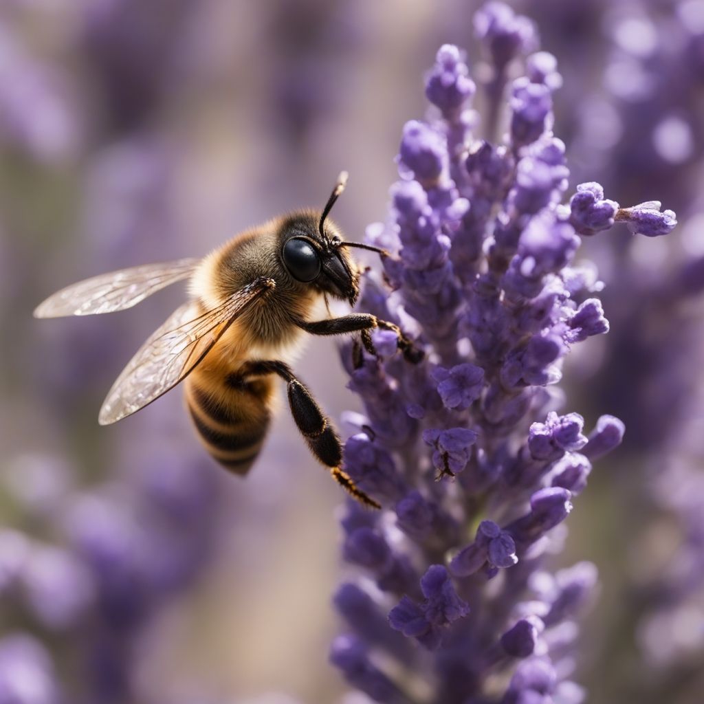 Bee pollinating a lavender flower