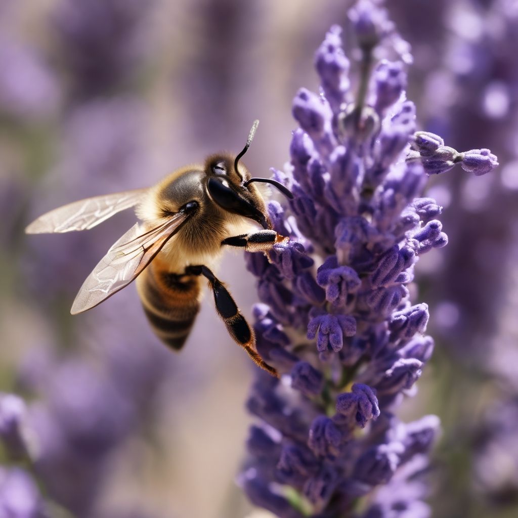 Bee pollinating a lavender flower