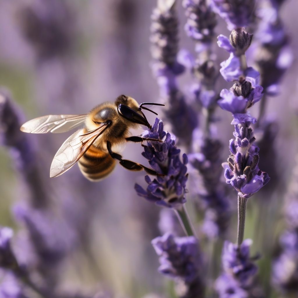 Bee pollinating a lavender flower