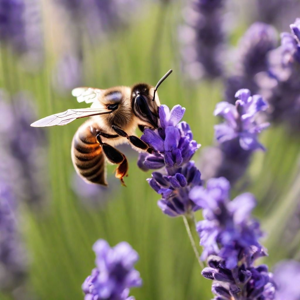 Bee pollinating a lavender flower