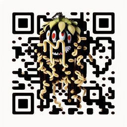 Código QR generado con el prompt "spaguetti monster"