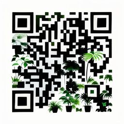 Código QR generado con el prompt "watercolor, jungle, made of black blocks"