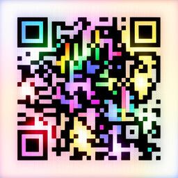 Código QR generado con el prompt "rainbow made of neons"